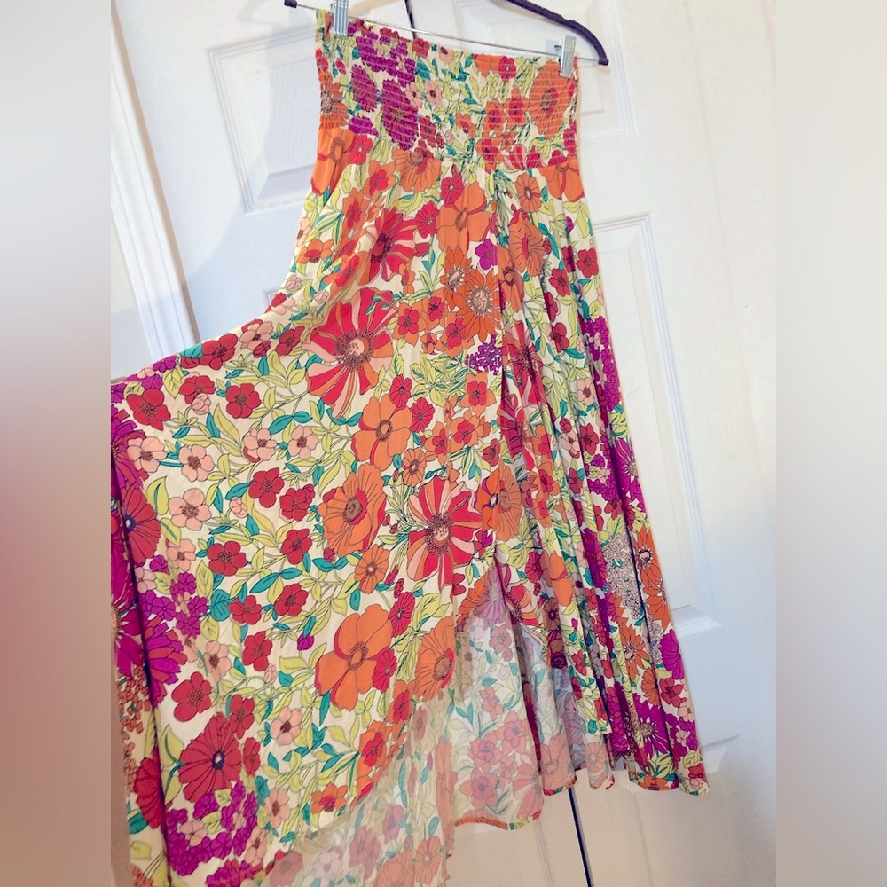 Natural life Floral Faux Wrap Skirt. Maxi Skirt. Bright floral. Medium